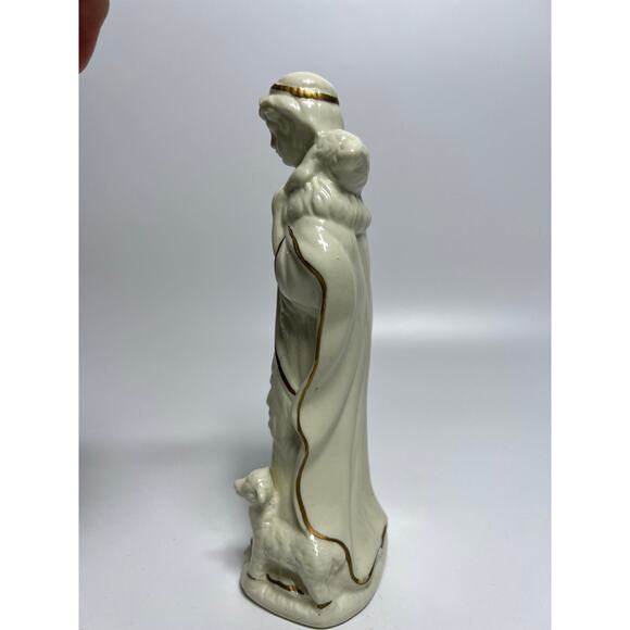 Joseph with Lamb Statue White & Gold Replacement Nativity - Picture 2 of 8